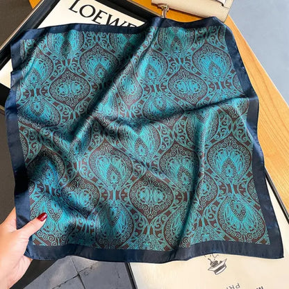Premium Blue & Maroon Paisley Satin Silk Scarf