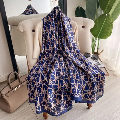Royal Blue Designer Satin Silk Scarf